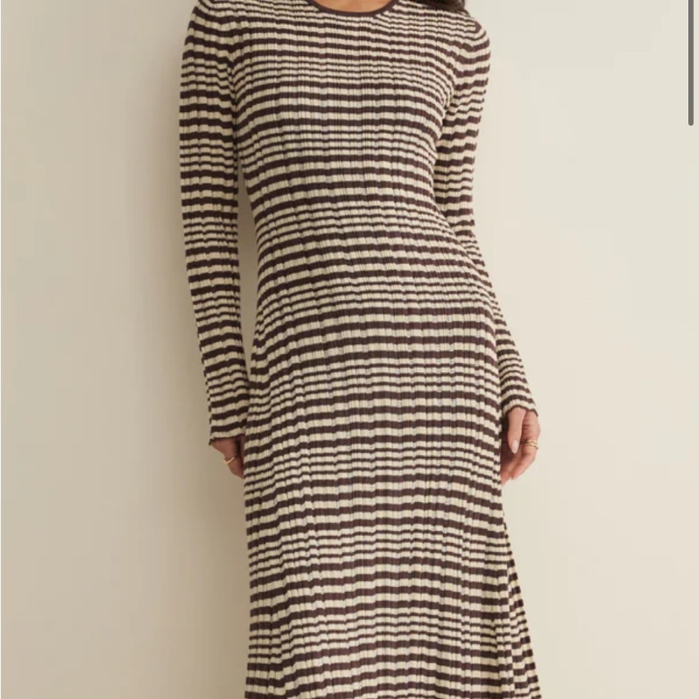 Z Supply Black and Cream Striped Ribbed Maxi Dress